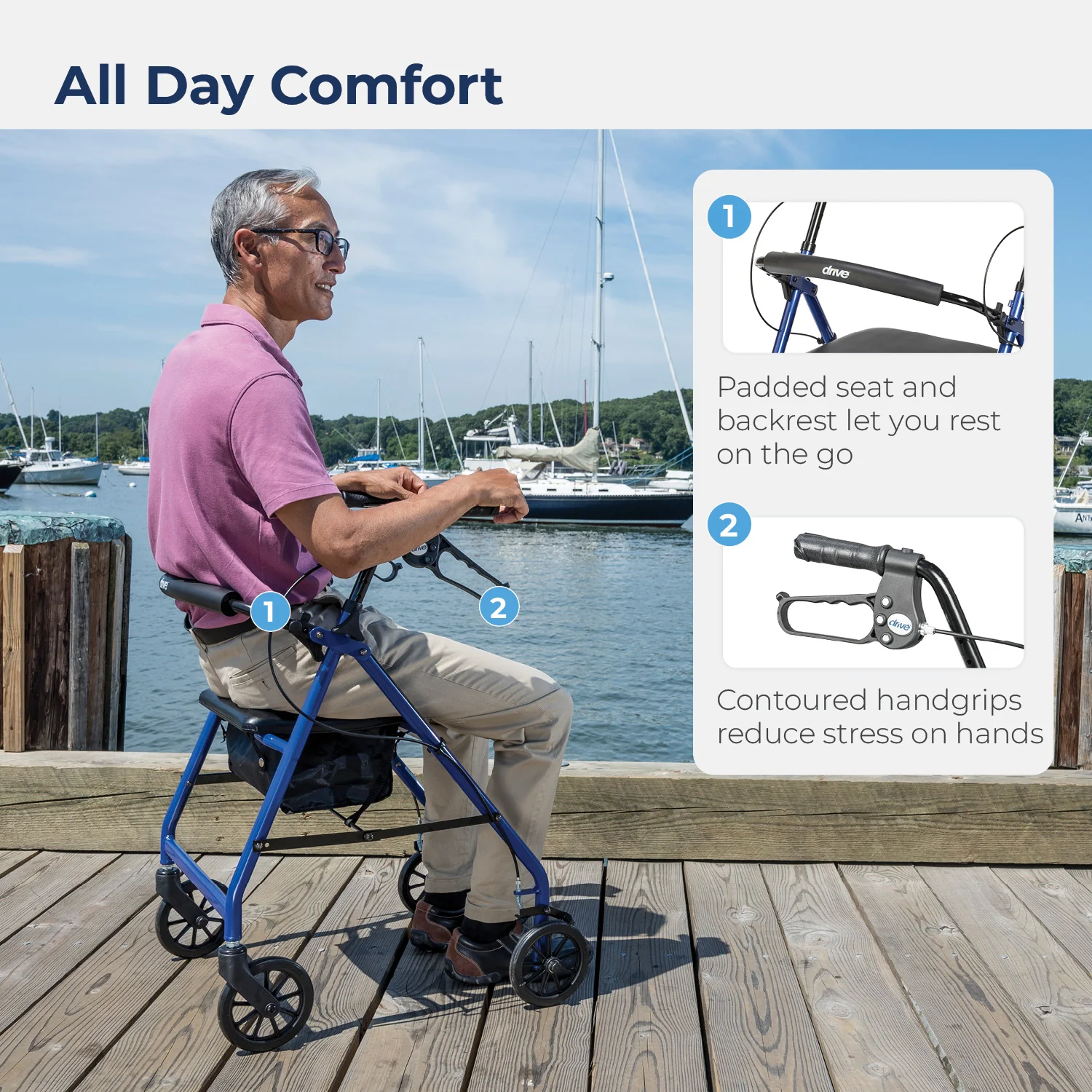 Aluminum Rollator, 6" Casters - Image 3