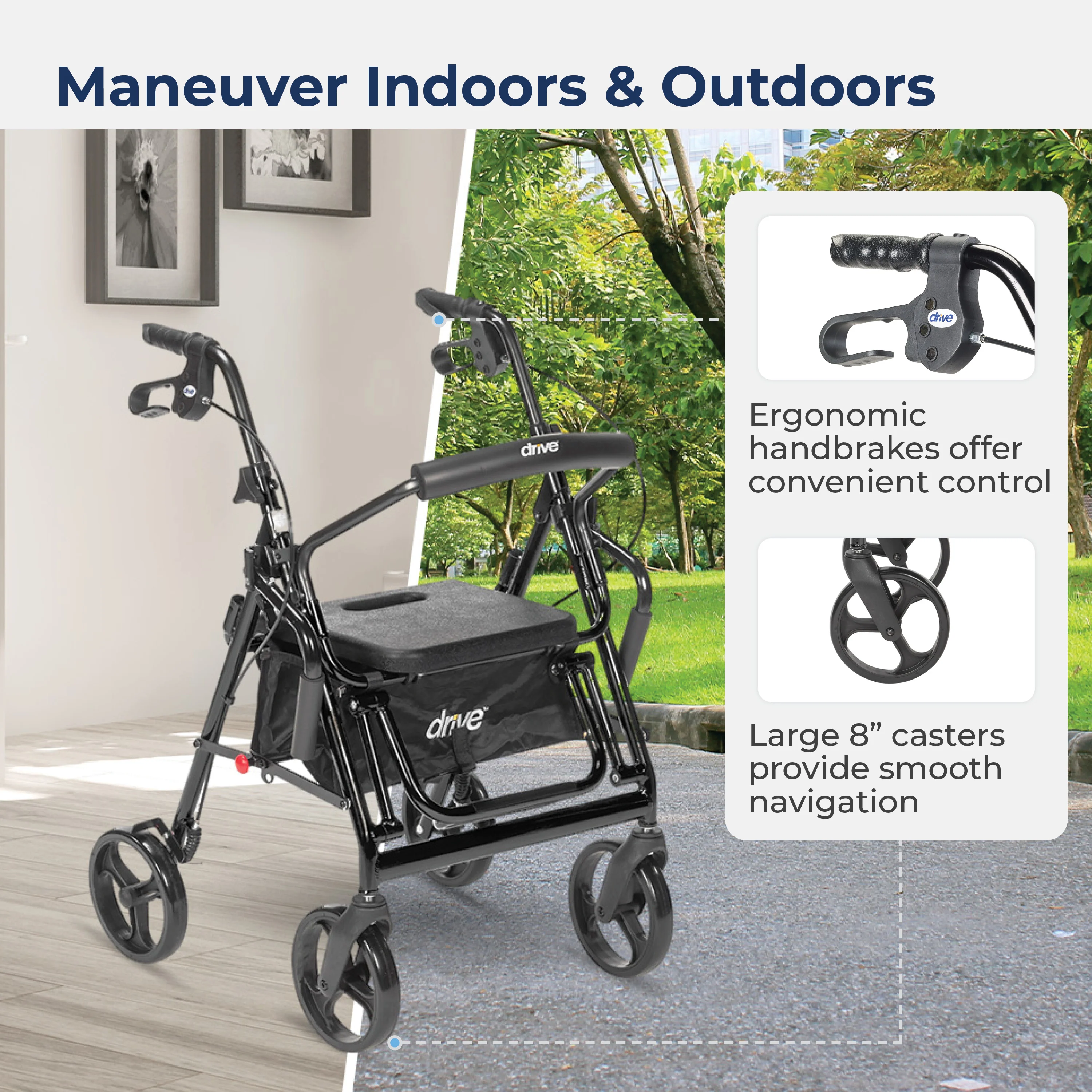 Duet Rollator/Transport Chair, 8" Casters - Image 13