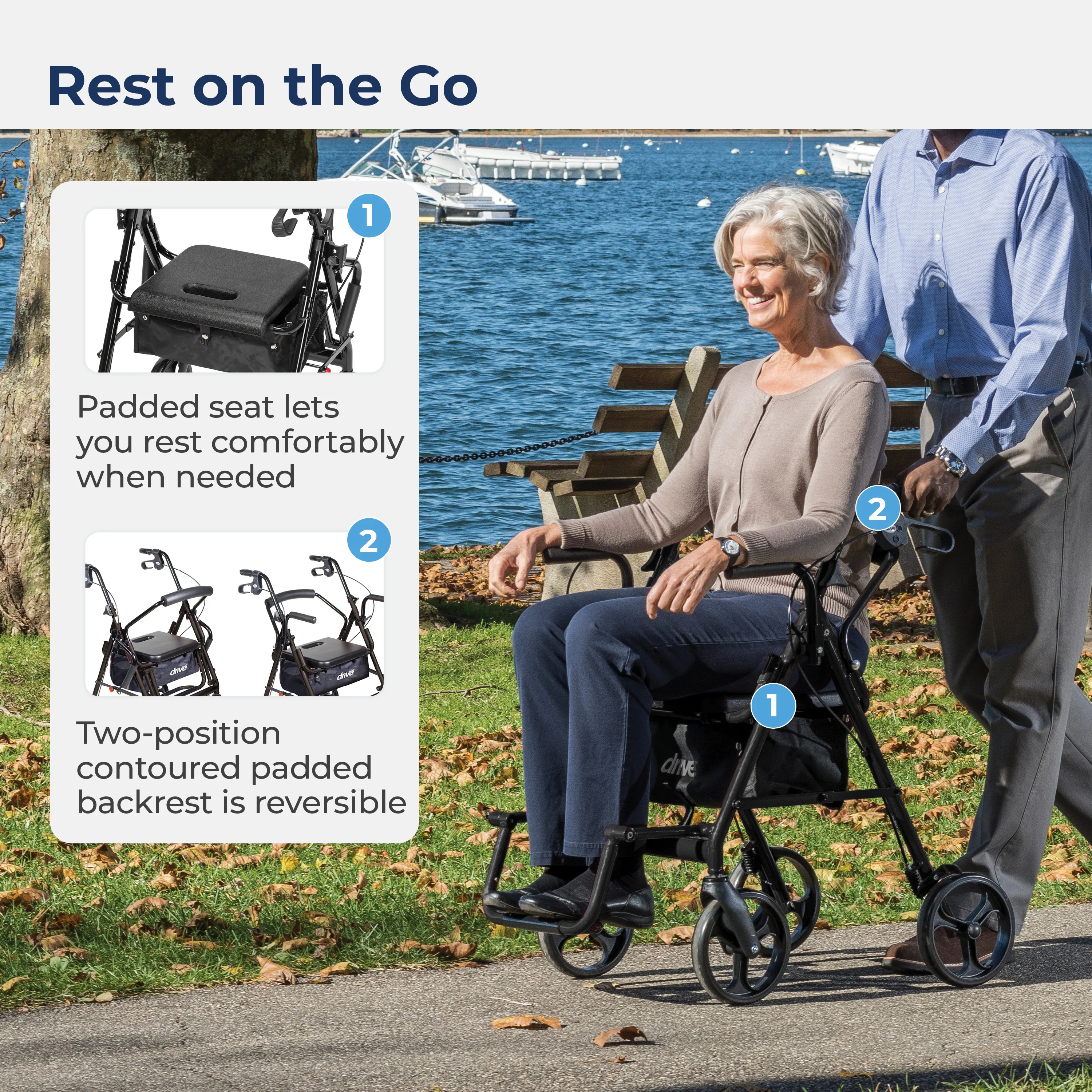 Duet Rollator/Transport Chair, 8" Casters - Image 16