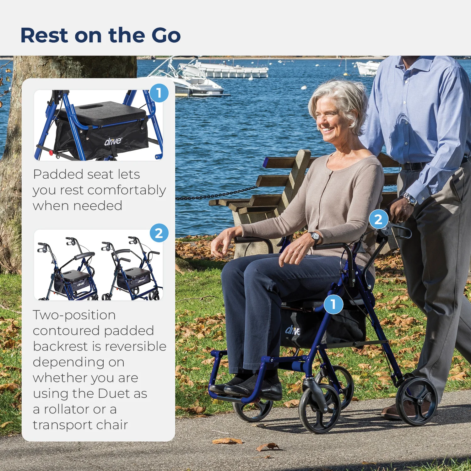 Duet Rollator/Transport Chair, 8" Casters - Image 6