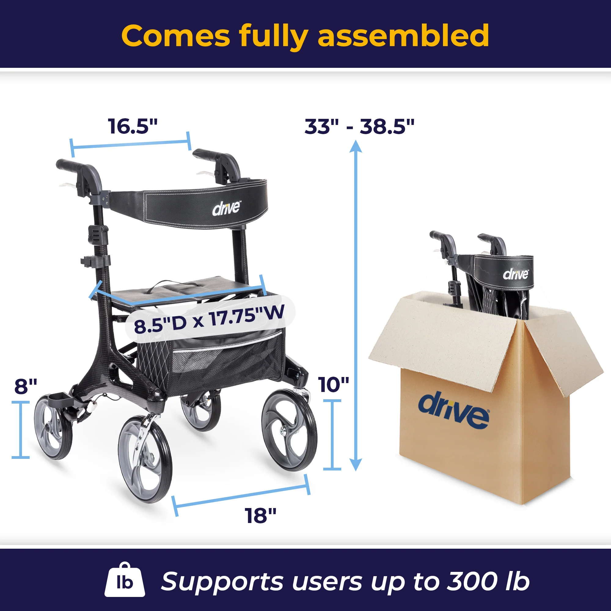 Nitro® Elite CF, Carbon Fiber Rollator - Image 9
