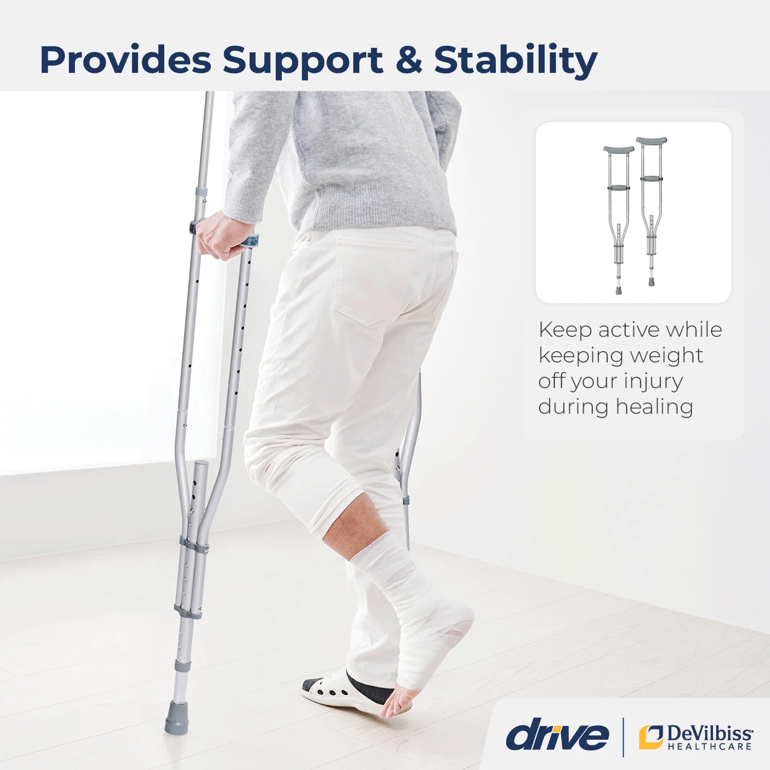 Universal Aluminum Crutch with Accessories