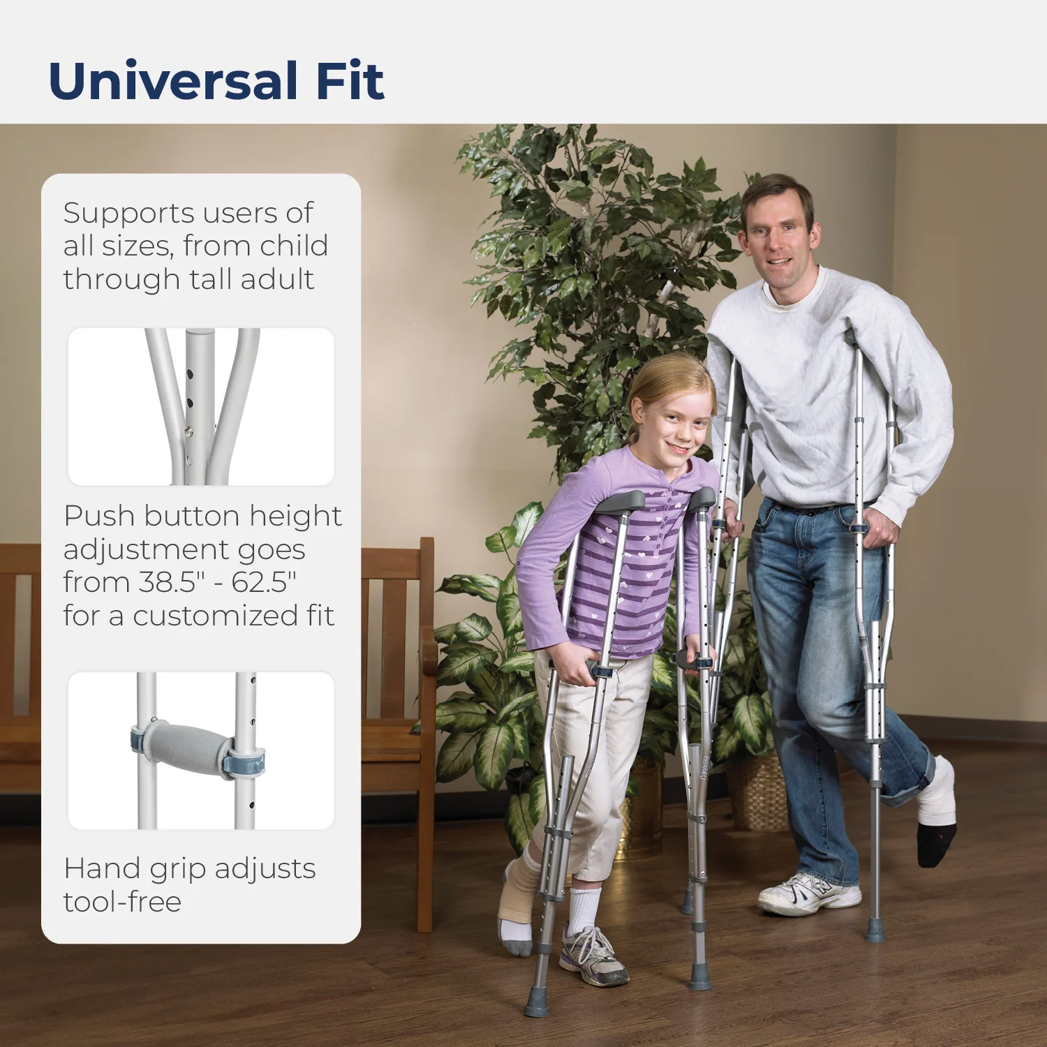 Universal Aluminum Crutch with Accessories - Image 2
