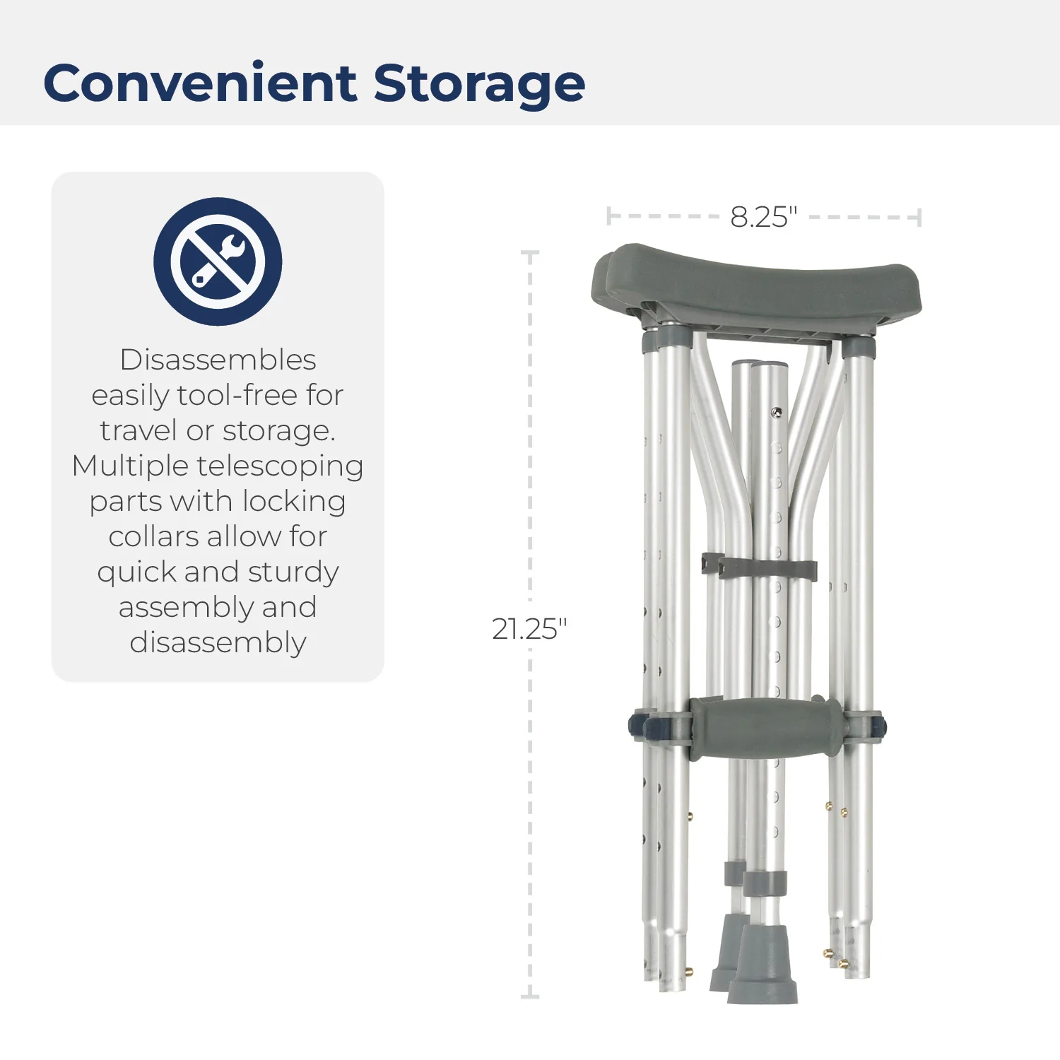 Universal Aluminum Crutch with Accessories - Image 6